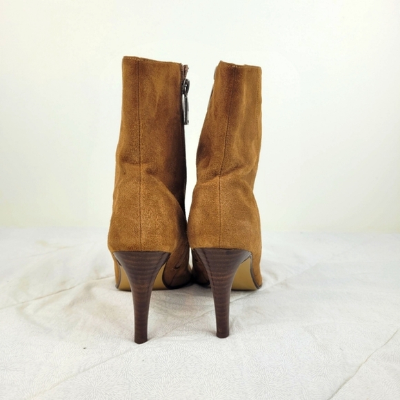 Valerie Stevens brown suede pointy toe booties stiletto heel side zipper boho 7 - Picture 4 of 14